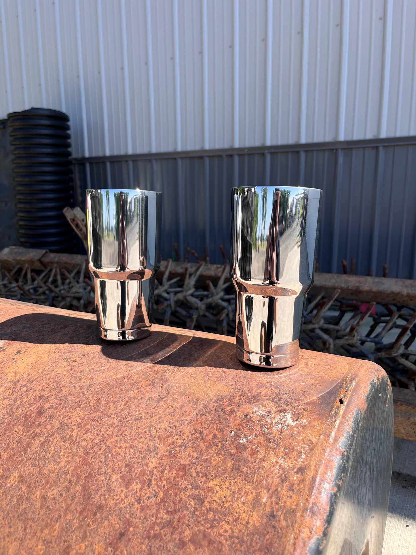 polished stainless tumbler