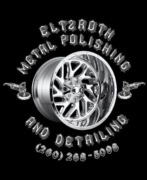 Logo for Elt2roth Metal Polishing and Detailing with a chrome wheel and tools on a black background.